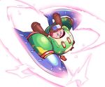  aviator_cap aviator_sunglasses blade blush electricity from_above full_body glowing goggles goggles_on_head green_eyes kirby kirby:_planet_robobot kirby_(series) machinery nanateru no_humans open_mouth robobot_armor robot seat sitting smile sunglasses v-shaped_eyebrows 