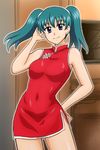  breasts dress female green_hair honjo_mikaze looking_at_viewer smile stratos_4 twintails 