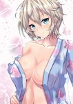  anastasia_(idolm@ster) cleavage no_bra open_shirt sankakusui_(artist) the_idolm@ster the_idolm@ster_cinderella_girls underboob undressing yukata 