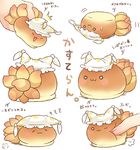  :3 blush closed_eyes closed_mouth commentary fox_tail hat ibaraki_natou multiple_tails multiple_views one_eye_closed pillow_hat pun sleeping sweat tail touhou translated yakumo_ran zzz 