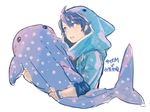  animal_hood bandaid bandaid_on_face hood idolmaster idolmaster_side-m male_focus solo stuffed_animal stuffed_toy taiga_takeru tatahumu upper_body whale_shark white_background 