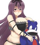  blush breasts huge_breasts long_hair looking_at_viewer murasaki_(senran_kagura) purple_eyes purple_hair ribbon senran_kagura senran_kagura_(series) senran_kagura_shinovi_versus 