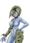  alexia_ashford blue_skin breasts curvy erect_nipples female highres monster_girl resident_evil resident_evil_code_veronica tears trembling 