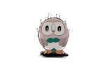  beak bird black_eyes creature dark_aura full_body gen_7_pokemon horror_(theme) kuromu_(underporno) no_humans owl pokemon pokemon_(creature) rowlet simple_background standing talons white_background 