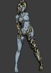  alexia_ashford blue_skin breasts female full_body monster_girl nipples resident_evil resident_evil_code_veronica simple_background solo standing 