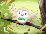  feathers nintendo no_humans owl pokemon pokemon_(game) pokemon_sm rowlet solo tree wings 