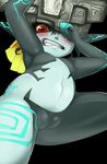 artist_request blush clenched_teeth helmet imp midna navel one_eye_covered pointy_ears pussy red_eyes simple_background solo the_legend_of_zelda the_legend_of_zelda:_twilight_princess 