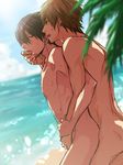  free! multiple_boys nanase_haruka_(free!) nude outside saliva sex summer tachibana_makoto yaoi 