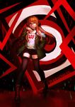  bad_id bad_pixiv_id boots character_name cross-laced_footwear glasses headphones highres jacket k_(sktchblg) lace-up_boots long_hair looking_at_viewer orange_hair persona persona_5 sakura_futaba shirt short_shorts shorts smile solo thighhighs 