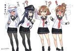  ... 4girls ? akatsuki_(kantai_collection) black_hair blue_eyes blush brown_hair commentary_request condom embarrassed flying_sweatdrops folded_ponytail full-face_blush hair_ornament hairclip hammer_and_sickle hibiki_(kantai_collection) ikazuchi_(kantai_collection) inazuma_(kantai_collection) kantai_collection loafers long_hair mizuta_kenji multiple_girls neckerchief open_mouth pantyhose red_neckwear school_uniform serafuku shoes short_hair silver_hair skirt smile star steam tears translated twitter_username verniy_(kantai_collection) wavy_mouth 