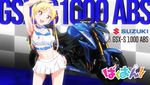  :d arm_up armpits bakuon!! bare_shoulders bell belt blonde_hair choker contrapposto cowboy_shot crop_top eyecatch ground_vehicle hair_bell hair_ornament hand_on_hip head_tilt highres long_hair looking_at_viewer midriff miniskirt motor_vehicle motorcycle navel non-web_source open_mouth orange_eyes pleated_skirt race_queen screencap skirt smile solo standing suzuki suzuki_gsx-s1000_abs suzunoki_rin twintails 