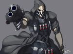  hood hooded_jacket jacket mask nishiumi_yuuta overwatch reaper_(overwatch) solo weapon 