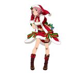  belt brown_eyes full_body gloves hat highres lisbeth midriff navel official_art pink_hair red_gloves red_hat red_skirt santa_costume santa_gloves santa_hat short_hair simple_background skirt solo sword_art_online sword_art_online:_code_register white_background 