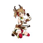  animal_costume animal_ears antlers brown_eyes brown_gloves brown_hair cake detached_sleeves food full_body gloves hair_ribbon highres looking_at_viewer official_art red_legwear red_ribbon reindeer_antlers reindeer_costume reindeer_ears reindeer_tail ribbon shorts silica simple_background solo sword_art_online sword_art_online:_code_register tail thighhighs tongue tongue_out twintails white_background 