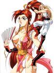  1girl 90s andy_bogard cleavage fan fatal_fury king_of_fighters muscle oldschool oobari_masami shiranui_mai 