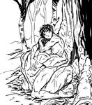  1girl barefoot berserk breasts casca greyscale guts hetero kneeling mariel_cartwright medium_breasts monochrome muscle muscular_female nipples scar sex short_hair sitting straddling upright_straddle 