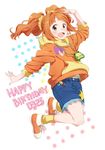  bad_id bad_pixiv_id brown_hair green_eyes happy_birthday idolmaster idolmaster_(classic) mirin_(youton_jou) open_mouth orange_hair raglan_sleeves smile solo takatsuki_yayoi twintails 