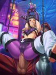  1girl bdsm bondage bound breast_grab breasts cameltoe clothed_sex drill_hair grabbing halter_top halterneck han_juri hetero imminent_anal imminent_rape imminent_sex imminent_vaginal medium_breasts penetration_through_clothes penis prodding speh spread_legs street_fighter street_fighter_iv_(series) suspension sweat through_clothes twin_drills uncensored vega 