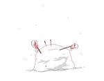 comic gloves kantai_collection lowres melting mittens no_humans snow snow_crab snowing sou_tamae sticks 