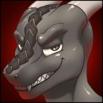  alien dragon garret_mvahd_(oc) grin headshot horn james_howard pose reptile scalie silver_eyes smile solo 