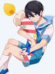 high_speed! male_focus nanase_haruka_(free!) sailor_uniform shouno_kotarou suspenders 