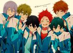  6+boys blush high_speed! kirishima_ikuya kirishima_natsuya male_focus matsurinnu multiple_boys nanase_haruka_(free!) serizawa_nao shiina_asahi smile tachibana_makoto 