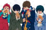  food high_speed! kirishima_ikuya multiple_boys nanase_haruka_(free!) nishiya_futoshi official_art scarf shiina_asahi tachibana_makoto 