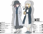  alternate_costume blonde_hair bow brown_eyes brown_hair coat food hands_in_pockets hat hat_bow long_hair maribel_hearn multiple_girls protected_link scarf shirt short_hair skirt taiyaki tokoroten_(hmmuk) touhou usami_renko wagashi yellow_eyes 