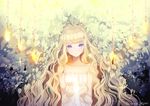  778-go blonde_hair collarbone copyright_request cupping_hands dress head_tilt long_hair long_pointy_ears looking_at_viewer plant pointy_ears purple_eyes solo sparkle twitter_username very_long_hair wavy_hair white_dress 