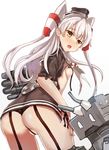 :o amatsukaze_(kantai_collection) ass bangs black_panties blush cowboy_shot dress embarrassed eyebrows eyebrows_visible_through_hair garter_straps hair_tubes kantai_collection lifebuoy long_hair looking_at_viewer looking_back mix_(meini) panties partially_visible_vulva rensouhou-kun sailor_dress short_dress side-tie_panties silver_hair simple_background sketch tears torn_clothes torn_dress torpedo two_side_up underwear white_background white_hair windsock yellow_eyes 