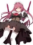  alternate_costume blush breasts dress dress_lift enmaided fate/grand_order fate_(series) gae_bolg gloves large_breasts long_hair looking_at_viewer maid maid_headdress panties pantyshot pantyshot_(standing) purple_hair red_eyes sandarumi scathach_(fate)_(all) scathach_(fate/grand_order) simple_background solo standing thighhighs underwear white_background white_gloves white_legwear white_panties 