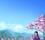  animal_ears arm_up ass bangs black_hair blue_sky blush bottle braid brown_eyes bunny_ears carrot_necklace cherry_blossoms cloud cup day dress drunk floppy_ears forest hair_over_eyes heiya hime_cut houraisan_kaguya inaba_tewi japanese_clothes kimono long_hair long_sleeves looking_at_viewer mountain multiple_girls nature nude outdoors petals pink_dress pink_skirt purple_hair red_eyes reisen_udongein_inaba sake_bottle scenery seiza shirt single_braid sitting skirt sky smile solid_circle_eyes standing surprised touhou tree white_shirt wide_sleeves wind yagokoro_eirin 