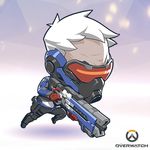  artist_request chibi copyright_name gloves gun lowres male_focus mask official_art overwatch soldier:_76_(overwatch) solo weapon white_hair 