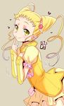  blonde_hair brown_background cure_lemonade dated de_(deys) drill_hair kasugano_urara_(yes!_precure_5) long_hair looking_at_viewer magical_girl precure simple_background smile solo twin_drills yellow_eyes yes!_precure_5 