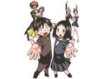  3girls afro ayatsuji_rio black_hair blonde_hair dancing doigaki_masumi dress formal gakuran holding_hands long_hair multiple_boys multiple_girls official_art purple_eyes purple_hair school_uniform sesuji_wo_pin!_to short_hair suit tsubaki_akiko tsuchiya_masaharu watari_eri yamaki_shou yokota_takuma 