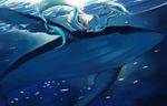 animal aqua_hair blue_eyes dress eyes_closed female fish hatsune_miku highres long_hair solo twintails underwater vocaloid water whale white_dress white_outfit yong_kit_lam 