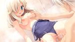  aqua_eyes blonde_hair blush breasts censored cum game_cg hulotte ikegami_akane school_swimsuit sex swimsuit yagami_serika yome_sagashi_ga_hakadori_sugite_yabai. 
