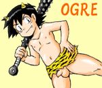  1boy costume horns male_focus nipples penis pokemon solo testicles topless tosei weapon 