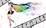  animal_ears ashitaba blue_hair female hatsune_miku highres long_hair multicolored_hair odds_&amp;_ends_(vocaloid) reflection skirt solo twintails vocaloid 