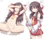  after_rape after_sex arms_up ascot blush bow breasts brown_eyes brown_hair censored covering_face cum cum_in_pussy detached_sleeves hair_bow hair_tubes hakurei_reimu hip_vent instant_loss_2koma long_hair looking_at_viewer lying miniskirt mosaic_censoring navel nipples on_back pussy red_bow red_skirt ribbon-trimmed_sleeves ribbon_trim sidelocks silver_bell simple_background skirt skirt_set small_breasts solo spread_legs touhou translated vest white_background 