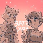  1girl fox_mccloud furry gradient gradient_background krystal monochrome nintendo short_hair star_fox text 