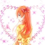  arms_behind_back from_behind gekkan_shoujo_nozaki-kun hair_ribbon heart long_hair orange_hair purple_eyes ribbon sakura_chiyo solo 