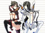  ass black_hair blue_eyes bulge commentary commission english_commentary eudetenis eye_contact gloves highres kill_la_kill kiryuuin_satsuki long_hair looking_at_another matoi_ryuuko multiple_girls 