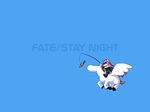  bellerophon blindfold carrot chibi fate/stay_night fate_(series) horse parody pegasus purple_hair rider riding simple_background solo thighhighs wallpaper 