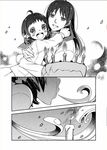  birthday birthday_cake blowing cake child comic food greyscale inma monochrome mother_and_daughter multiple_girls original silent_comic 