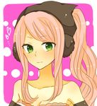  bandana breasts cleavage fairy_tail green_eyes heart long_hair medium_breasts meredy_(fairy_tail) natsu_(artist) pink_hair ponytail portrait solo 