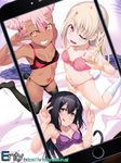  :q ;d black_hair black_legwear black_panties blush bra braid breasts cellphone chloe_von_einzbern cleavage command_spell dark_skin fate/kaleid_liner_prisma_illya fate_(series) grin hair_ornament hairclip highres illyasviel_von_einzbern kneehighs kneeling lingerie long_hair looking_at_viewer lying miyu_edelfelt multiple_girls navel on_back one_eye_closed open_mouth orange_eyes panties pantyhose phone pink_bra pink_hair pink_panties pose purple_bra red_bra skirt skirt_removed small_breasts smartphone smile taking_picture teeth thighhighs tongue tongue_out tsurugi_ai_(seikan_hitchhiker) underwear underwear_only v_over_eye w watermark web_address white_hair white_legwear yellow_eyes 