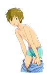  1boy free! high_speed! male_focus swim_trunks tachibana_makoto undressing 