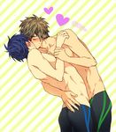  2boys free! kiss male_focus multiple_boys nanase_haruka_(free!) ryuugazaki_rei tachibana_makoto topless 