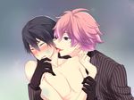  2boys blush free! licking male_focus merman multiple_boys nanase_haruka_(free!) shigino_kisumi 